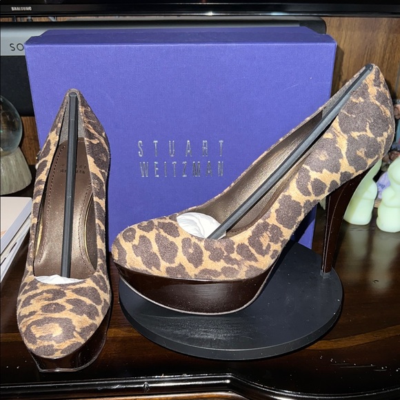 Stuart Weitzman Shoes - Stuart Weitzman Suede Leopard Print Platform Heels